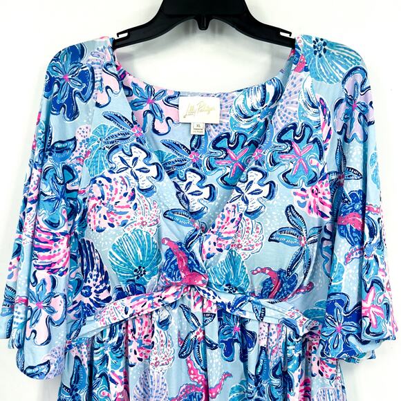 LILLY PULITZER Minka Skirted Romper XL Blue Bahamas Beachcomber NWOT - Picture 5 of 10